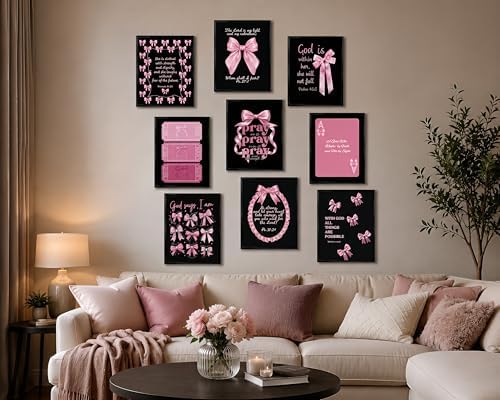 Pink Christian Wall Art Set of 9, Bible Verse Prints 8x10 Inch Unframed - Image 4