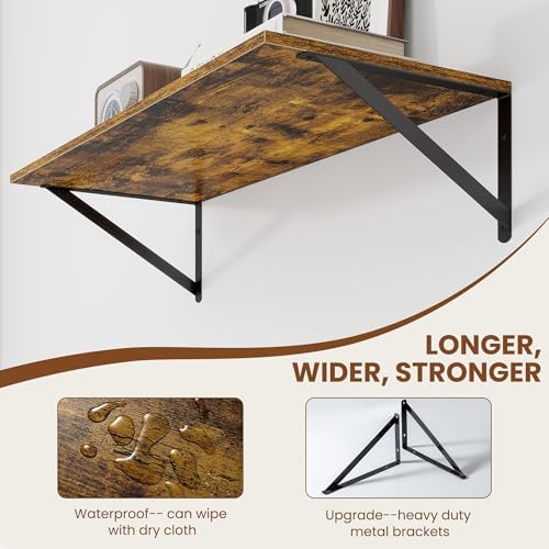 Heimlove 28W x 12D Deep Floating Shelves Set of 2 Rustic Brown - Image 4