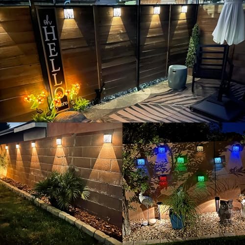 DenicMic Solar Wall Lights Outdoor Wall Sconce Fence Lights Solar Powered - Image 5
