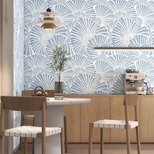 Theper White and Blue Wallpaper Peel and Stick Wallpaper Modern 17.3"×197" - Image 4