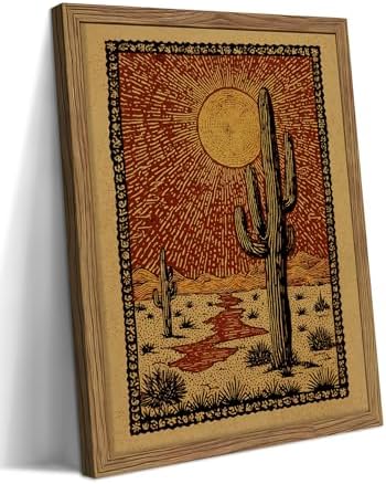 Framed Vintage Desert Cactus Wall Art, Desert Giant Cactus Canvas Print by Unknown