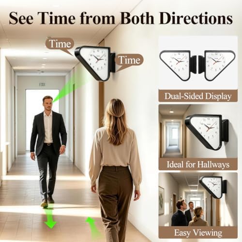 Triangle Double Sided Wall Clock - Image 2