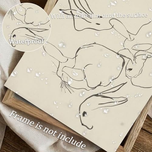 uniro Abstract Easter Bunnies Wall Art Decor, Animal Rabbit Drawing Etching - Image 4