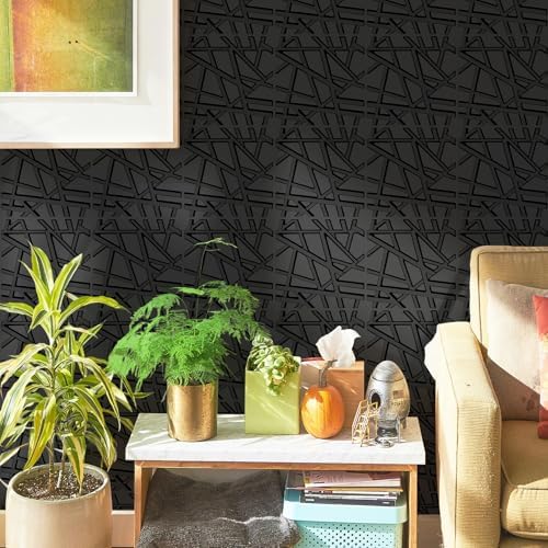LEVOWAY 33 Pack 3D Wall Panels for Interior Wall Decor, 11.8''x11.8'' Black - Image 3