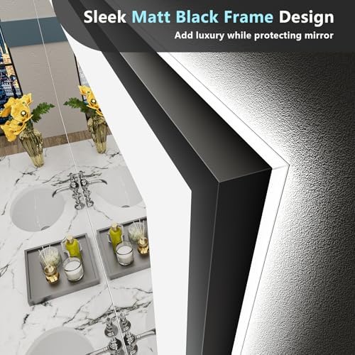 28x36 Black LED Bathroom Mirror, Backlit & Front Lit Lighted Mirror - Image 3