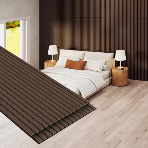MISSDAY Wood Slat Acoustic Wall Panels, 2 Packs 47.2" x 23.6" Dark Walnut by MISSDAY