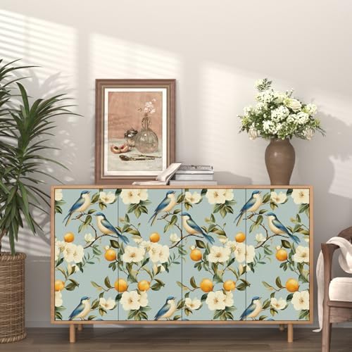 Laatse Vintage Light Blue Bird Floral Fruits Botanical Wallpaper 17.5"x393" - Image 3