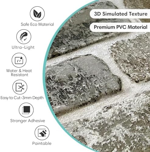 Commomy Faux Brick Peel and Stick Wall Panels 10 pcs 11.8" x 11.8" - Image 3