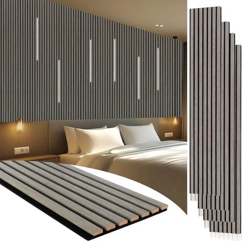 Yuzzy Wood Panels for Wall, 4 Pack 120" x 11" Acoustic Wall Panels, Wood Slat by Yuzzy