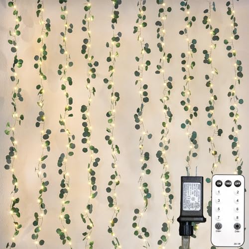 suddus 200 LED Vine with Light Plug in, 6.5ft x 6.5ft Eucalyptus Fairy Curtain by SUDDUS