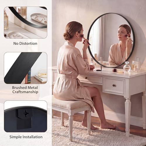 Sweetcrispy Round Bathroom Wall Mirror, Circle Vanity Mirror, 28 Inch - Image 3