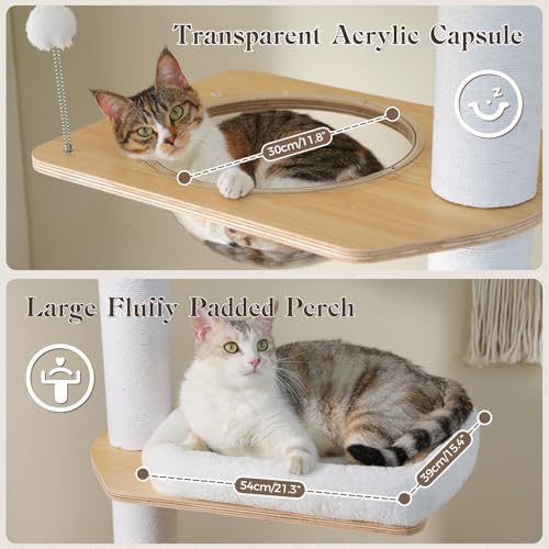 PAWZ Road Floor to Ceiling Tall Cat Tree, 7.6-9.4ft Modern Wood Cat Tower - Image 3