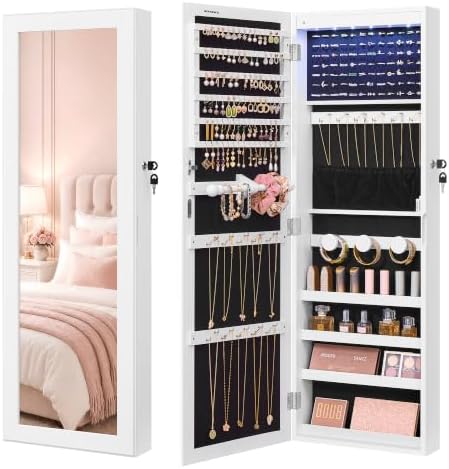 SONGMICS Jewelry Cabinet, Wall or Door Mounted Armoire, 6 LED Lights by SONGMICSbySONGMICSHOME