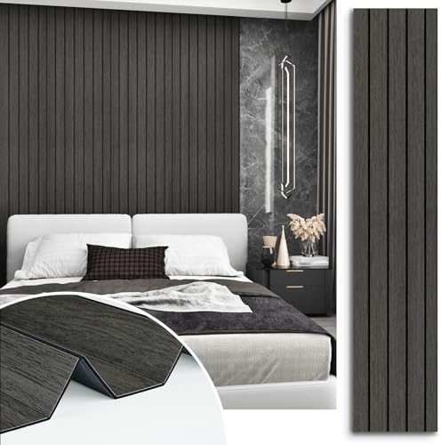 Grey/Black Wood Panels for Interior Wall Decor Soundproof Wood Slatted Wall by STICKEEP