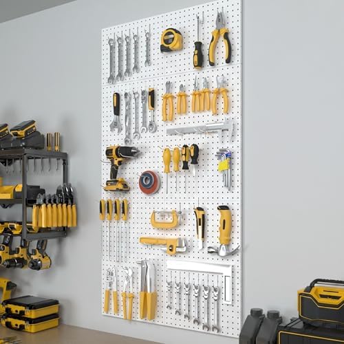 Spampur Peg Board, 10 Pack Metal Pegboard Panels, Pegboards Wall Organizer - Image 2