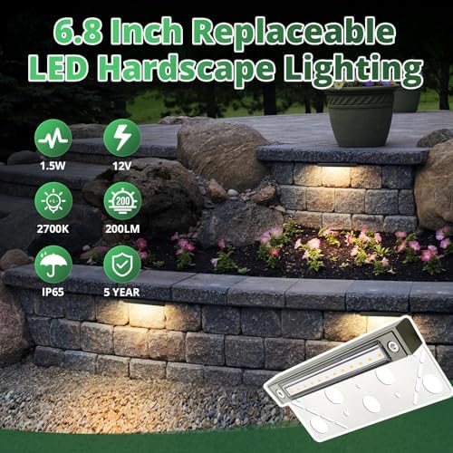 GKOLED 6.8 Inch LED Hardscape Lighting, Low Voltage Outdoor Retaining Wall - Image 4