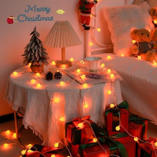JMEXSUSS Connectable 100 LED Globe Orange Halloween Lights Indoor - Image 2
