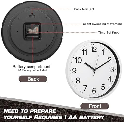 Inbagi 8 Pcs Wall Clock Bulk Silent - Image 5