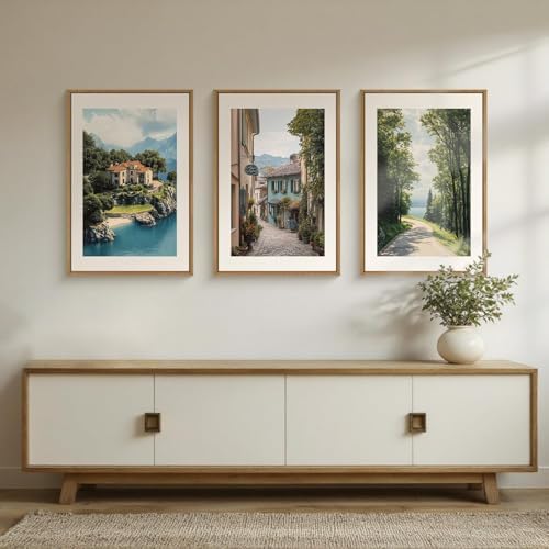 Large Vintage Italy City Coast Framed Canvas Wall Art, Modern French Country - Image 4