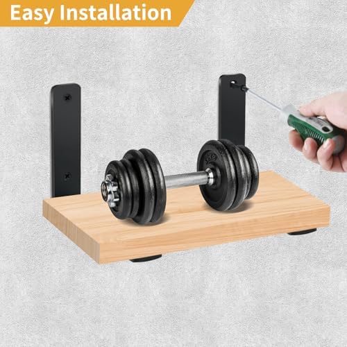 12 Pack - L 8" x H 6" x W1.5, 5mm Thick Black L Shelf Bracket, Iron Shelf - Image 3