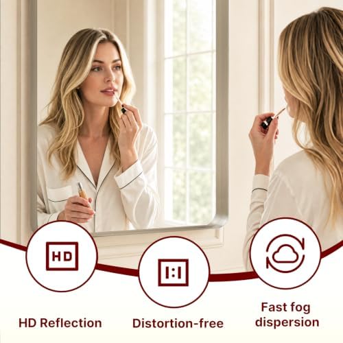 Kosmonia 40x30 Inch Rounded Rectangle Bathroom Vanity Mirror - Image 5