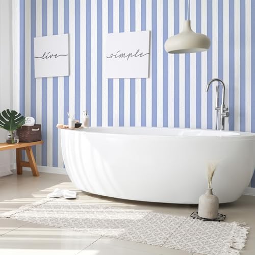 Blue Stripe Peel and Stick Wallpaper 15.7" x 236" - Image 4
