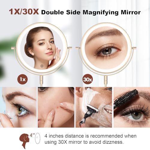 8" Rechargeable Wall Mounted Makeup Mirror Double Sided Magnifying - Image 3