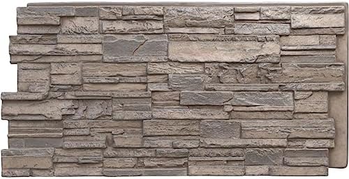 EverStone Cascade Faux Stone Panel, 48 5/8"W x 24 3/4"H x 1 1/4"D, Boardwalk by EkenaMillwork