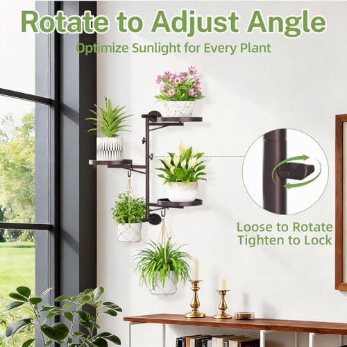 iDavosic.ly Wall Plant Holder, Rotating Floating Window Shelf 3-Tier Bronze - Image 2