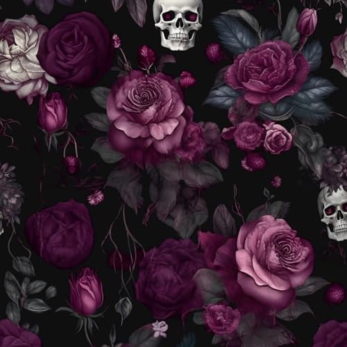 ILHIIOR Black Floral Gothic Peel and Stick Wallpaper 17.5 x 393 Inches by ILHIIOR