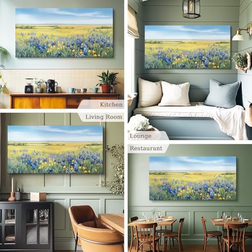 crmotu Nature Oversized Canvas Art, Rustic Meadow Scenic Prints 29"x57" - Image 3
