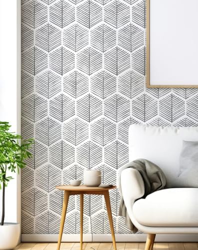 MelunMer Grey Modern Peel and Stick Wallpaper Boho Removable 17.3''×393'' by MelunMer