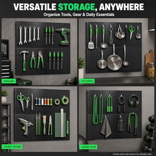 6 Pack Peg Board, 16×12" Black Metal Pegboard Wall Panels - Image 4