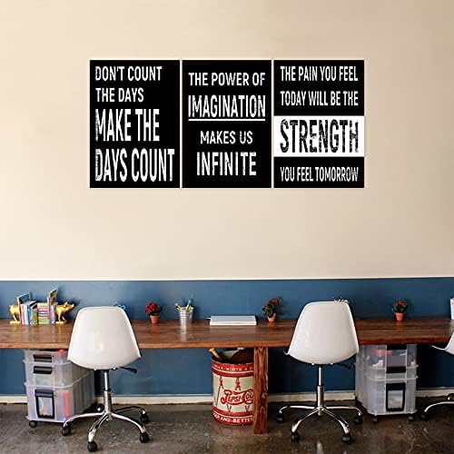 3 Piece Inspirational Wall Art Black Background Sayings Pictures, Quote - Image 2