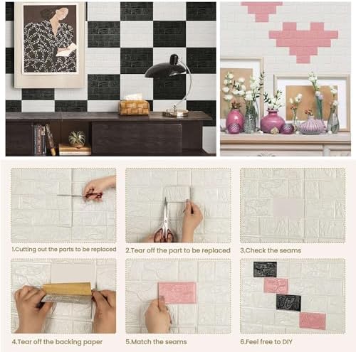 3D White Brick Wall Panels Peel and Stick - Image 5
