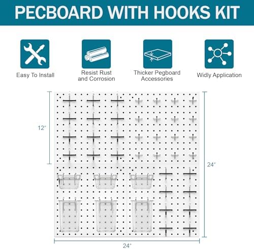Peg Board Kit, Includes Pegboard and Accessories, - Image 4