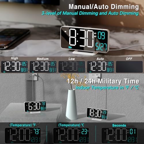 KOSUMOSU Digital Alarm Clocks 6.7in Small Digital Clock - Image 3