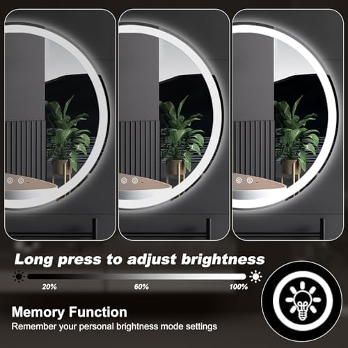 28 Inch LED Bathroom Mirror, Round Wall Mount Vanity Mirror - Image 4