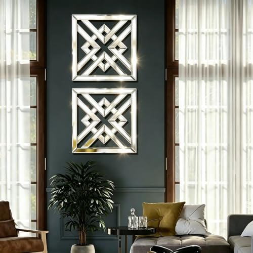 QMDECOR Silver Mirrored Wall Decor 16x16” Decorative Mirror Modern Fashion DIY - Image 4