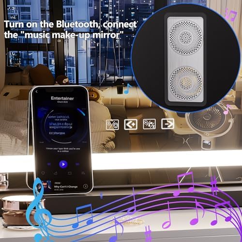 Hasipu Vanity Mirror with Lights and Bluetooth Speaker, Lighted Makeup Mirror - Image 2