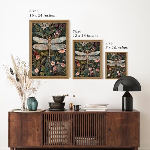 ICHZUMW Framed William Morris Vintage Dragonfly Canvas Wall Art 8x10 In - Image 6