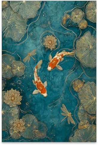 Japanese Koi Fish Zen Canvas Wall Art Traditional Oriental Asian Prints 12x18in by Unknown