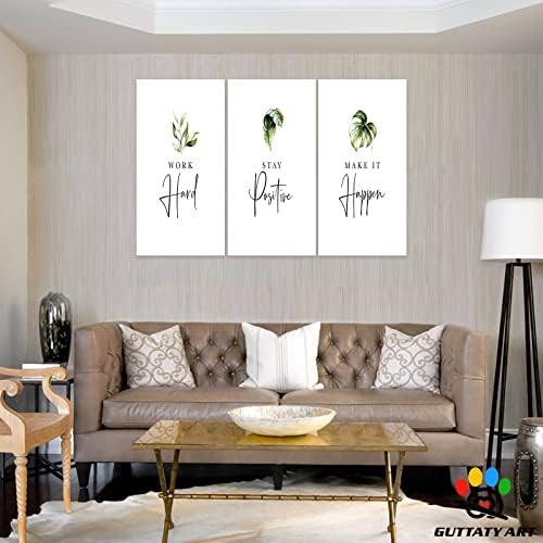 Office Wall Art-3 Panel Motivational Wall Art, Inspirational Quotes Canvas Art - Image 4