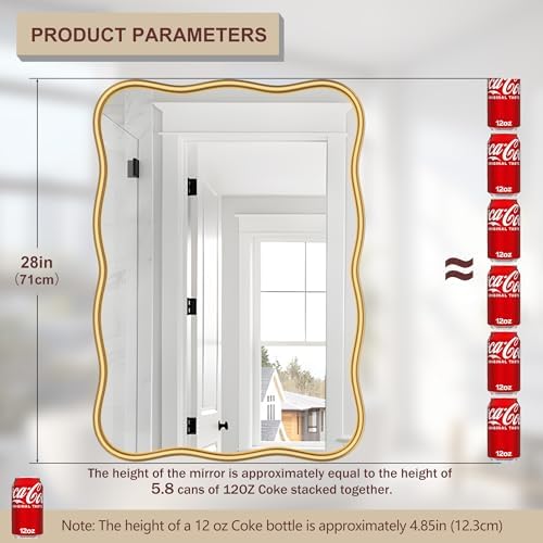 PROHOMEWARE 20x28 Gold Wavy Irregular Bathroom Mirror, Wall-Mounted - Image 2