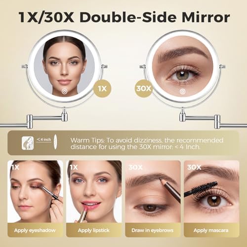 Wall Mounted Makeup Mirror, 8 Inch, Rechargeable 4000mAh - Image 5