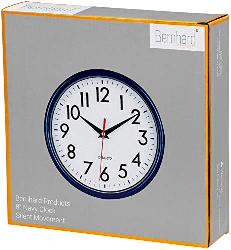 Bernhard Products Navy Blue Wall Clock 8" Silent Non-Ticking Quality Quartz - Image 7