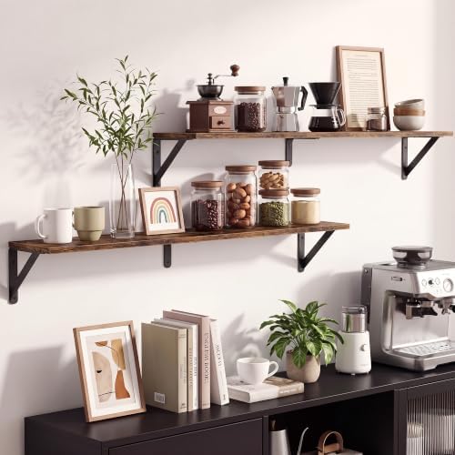 36 Inch Wall Shelves 6 Inch Deep, Rustic Brown - Image 4