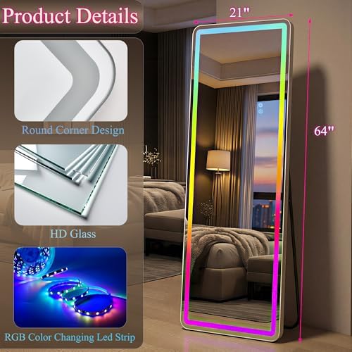 VooBang 64"x21" RGB LED Full Length Mirror - Image 5