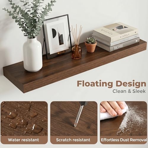 32 Inch Floating Shelves for Wall, Walnut Finish - Image 4