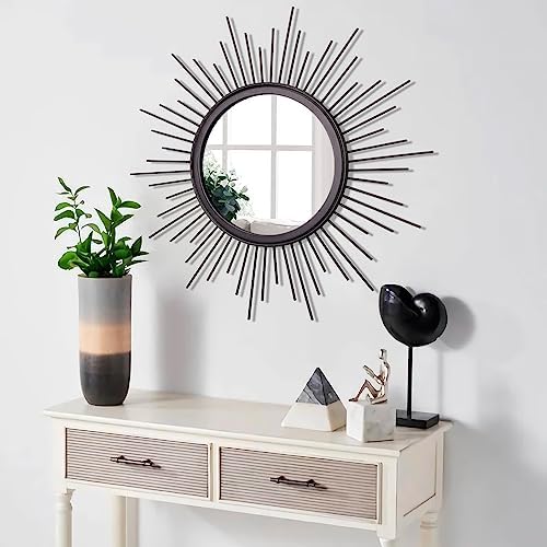 Black Sunburst Wall Mirror Decorative Metal Round Art Mirrors Large Wall Decor - Image 5